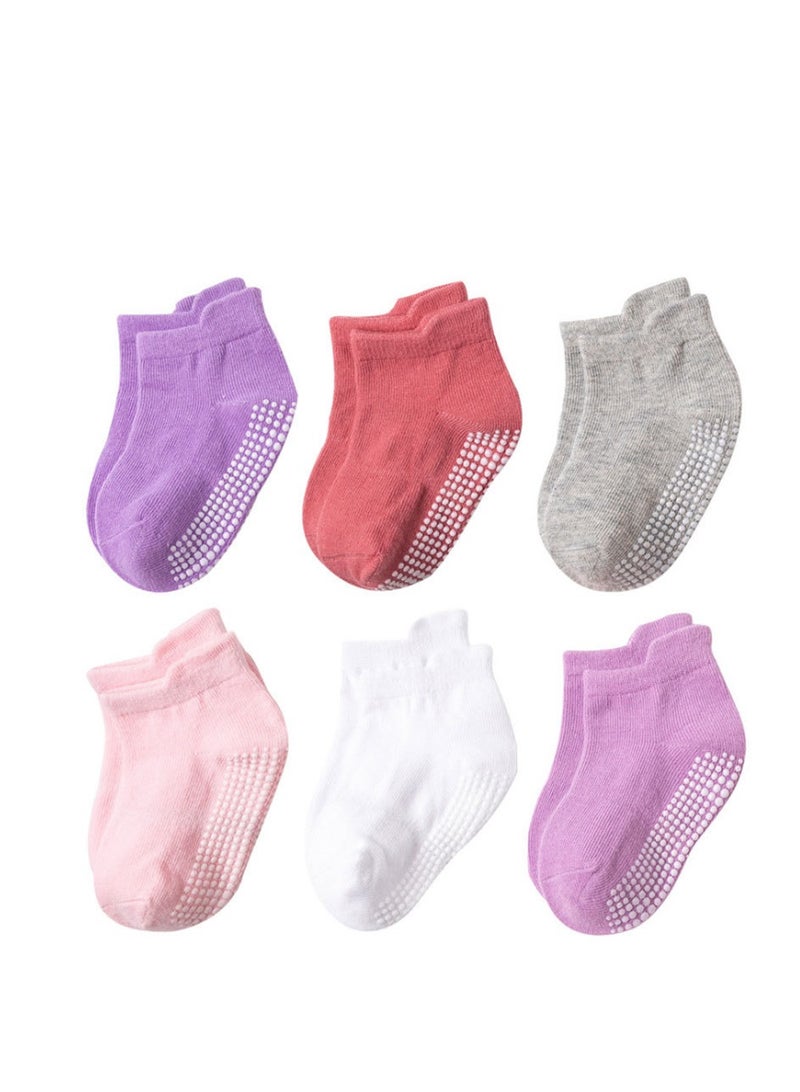 6 Pairs Of Non-Slip Dispensing Children's Socks Girls Pure Cotton Socks S Size - Image 1