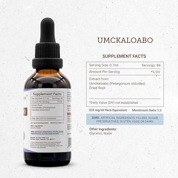 Secrets of the Tribe - Umckaloabo Tincture Alcohol-Free Extract, Wildcrafted Umckaloabo (Pelargonium Sidoides) Dried Root 2 Fl Oz - Image 4