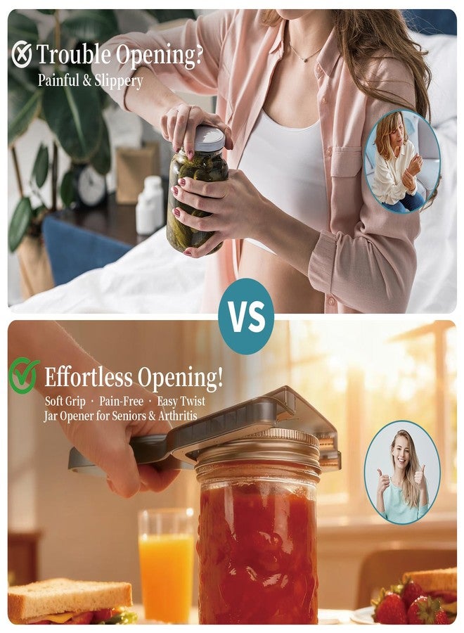 Cowbright Jar Opener for Weak Hands & Seniors with Arthritis - Easy Twist-Off Lid & Bottle Opener - Ergonomic Non-Slip Handle, Unique Kitchen Gadget & Ideal Christmas Gift for Elderly, Women & Men (Gray) - Image 2
