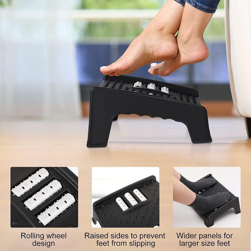 JOLYMIT Foot Rest for Office Chair NonSlip Foot Stools for Office with Massage Texture and Roller Leg Resting Stool for Home Table and Sofa 1 Pcs 29 X 8 X 40 Black - Image 5