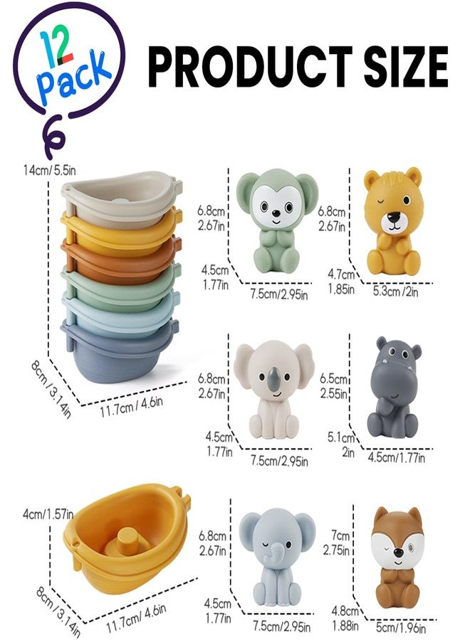 Auvitaya Baby Bath Toy Stackable Infant Bathtub Toys Stacking Floating Boat Train with Animal Finger Puppets Bath Toy Silicone Hand Puppet Educational Beach Toys for Babies Toddlers Party Favors - Image 5
