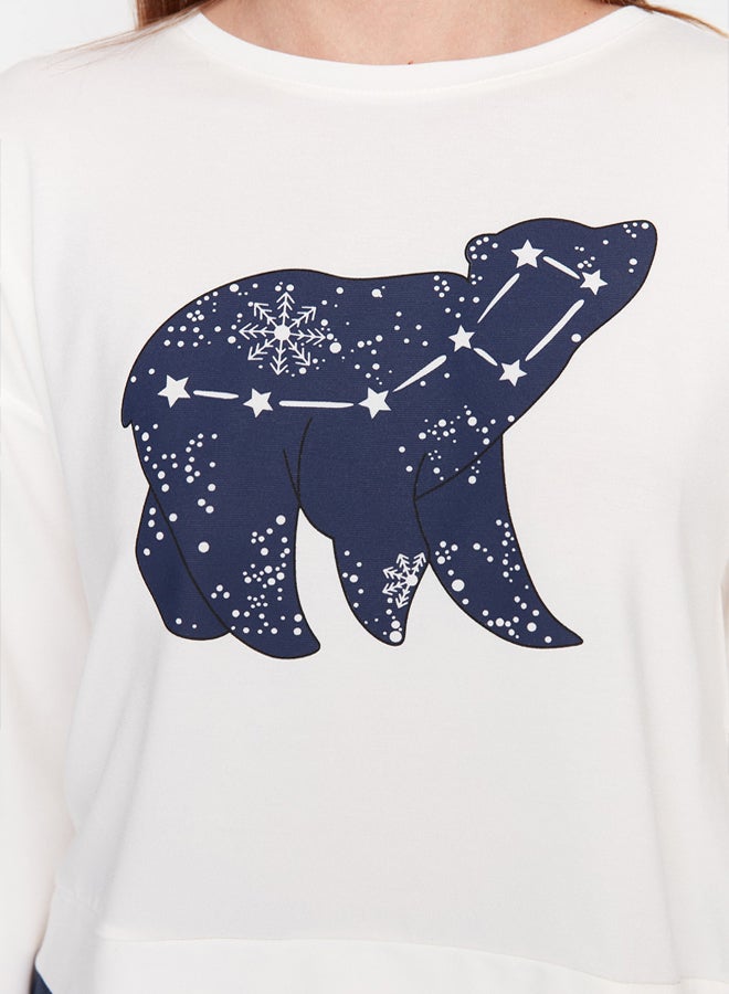 trendyol Multicolor 100% Cotton Star Pattern T-shirt-Jogger Knitted Pajamas Set THMAW21PT0241  - Image 3