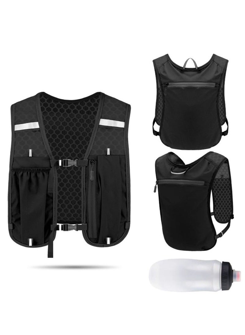 والالا سترة ترطيب للجري قابلة للتنفس، حقائب ظهر خفيفة الوزن عاكسة للجري مع زجاجة مياه ناعمة سعة 500 مل، سترة ترطيب قابلة للتعديل لسباق الماراثون والجري وركوب الدراجات والمشي لمسافات طويلة والتسلق - Image 1
