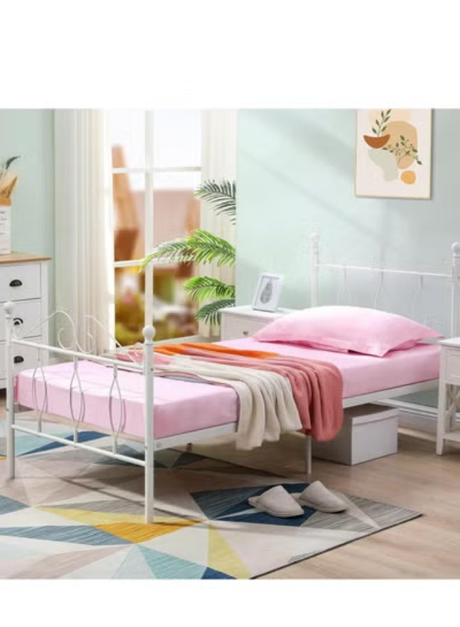 متجر ان زون سرير معدني بشكل انيق مقاس نفر  لون ابيض || 190 سم * 90سم - Image 3