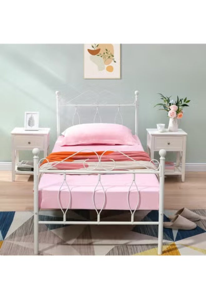 متجر ان زون سرير معدني بشكل انيق مقاس نفر  لون ابيض || 190 سم * 90سم - Image 4