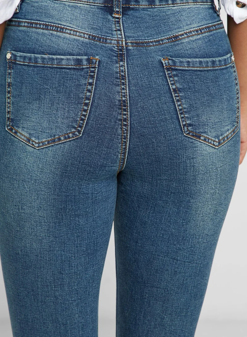 Missguided Sinner High Waist Ripped Skinny Jeans