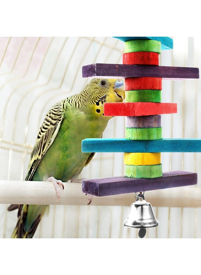 JaGely 4 Pcs Bird Parrot Toys with Multicolored Natural Wood Blocks, Bird Chew Toys for Large Medium Parrots Macaws Lovebirds Doves Cockatiels Conures Parakeets Chewing Biting Foraging, 2 Designs - Image 5