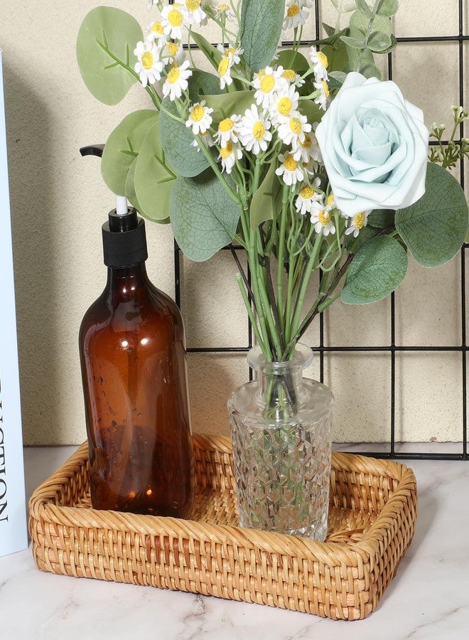 COMNICO Rattan Bathroom Vanity Tray, 10 Inch Natural Water Hyacinth Toilet Tank Baskets Decorative Wicker Vintage Storage Basket Topper Bins for Bathroom Kitchen Countertop Table - Image 3