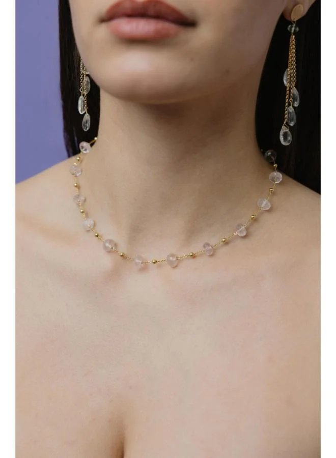 Guendalina Silver Yellow Gold Plated Necklace with Semi Precious Stone