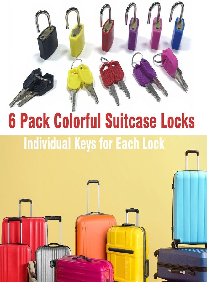 Allwin 6 Pack Suitcase Locks with Keys, Multicolor Metal Luggage Padlocks - Copper Core & Steel Shackle, Keyed Mini Padlocks for Suitcase, Backpack, Locker, Gym Bag, Toolbox, Travel Accessories - Image 3