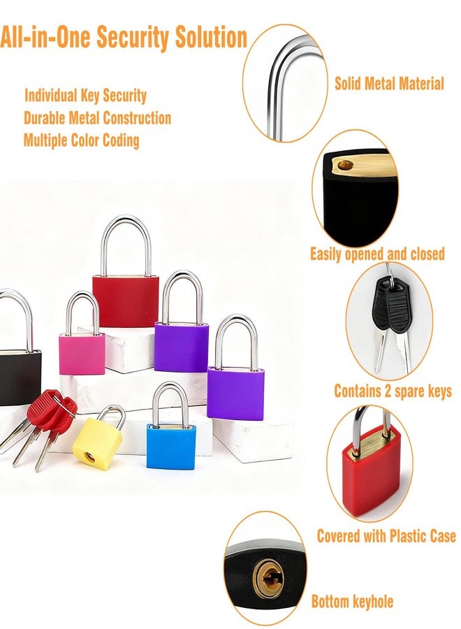Allwin 6 Pack Suitcase Locks with Keys, Multicolor Metal Luggage Padlocks - Copper Core & Steel Shackle, Keyed Mini Padlocks for Suitcase, Backpack, Locker, Gym Bag, Toolbox, Travel Accessories - Image 4