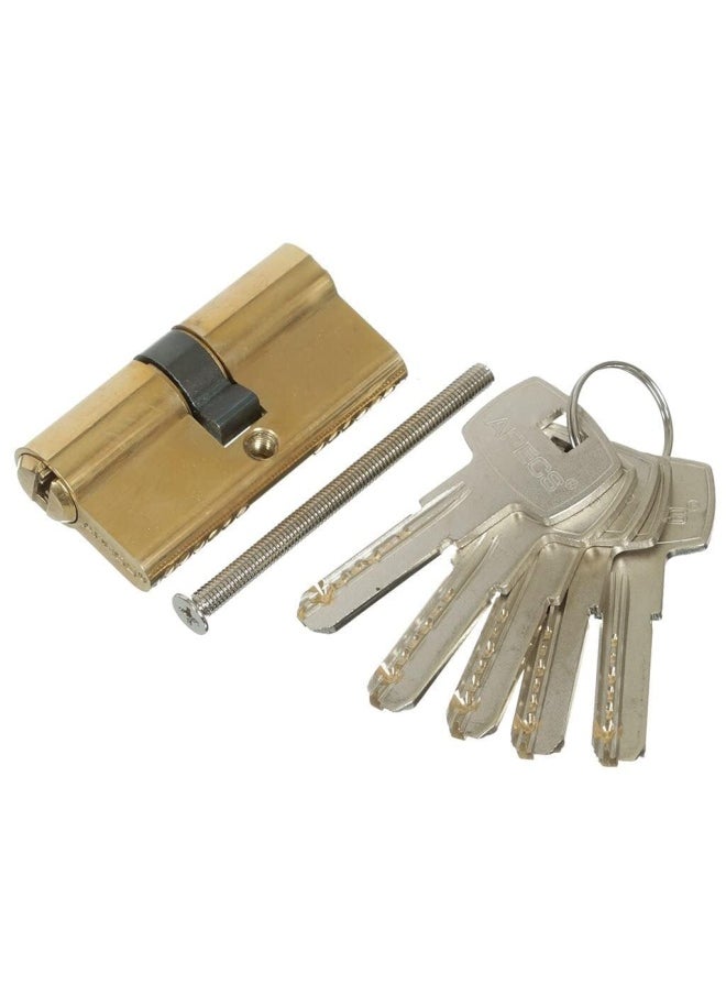 ROBUSTLINE - Cylinder Both Side Computer Key Lock Anti-Theft Lock Cylinder For Wooden Doors Aluminum Doors 60Mm Brass Plated - Image 1