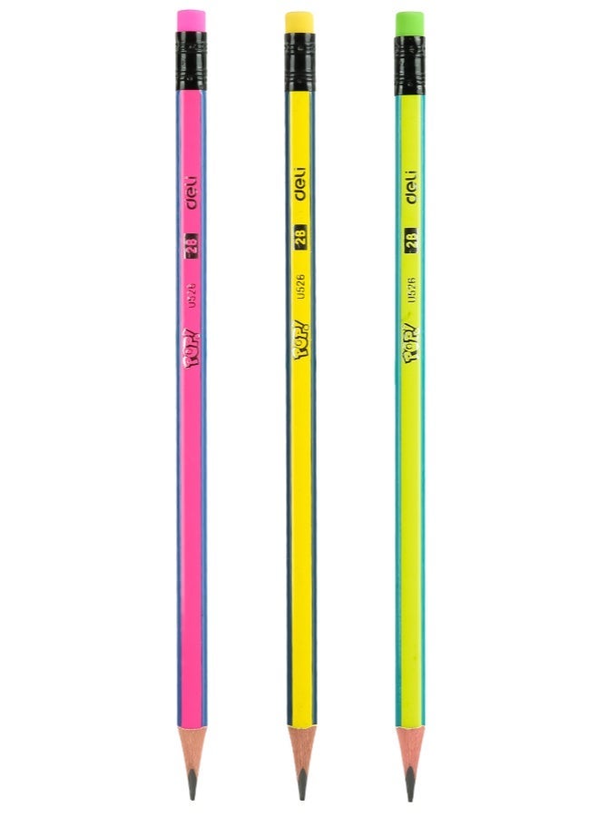 ديلي قلم رصاص ديلي EU52600 ذو جسم مثلث من الجرافيت 2B مع ممحاة، 12 قطعة - Image 1