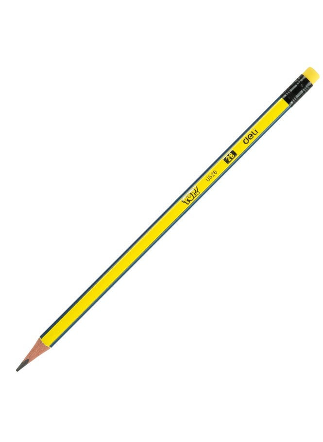 ديلي قلم رصاص ديلي EU52600 ذو جسم مثلث من الجرافيت 2B مع ممحاة، 12 قطعة - Image 2