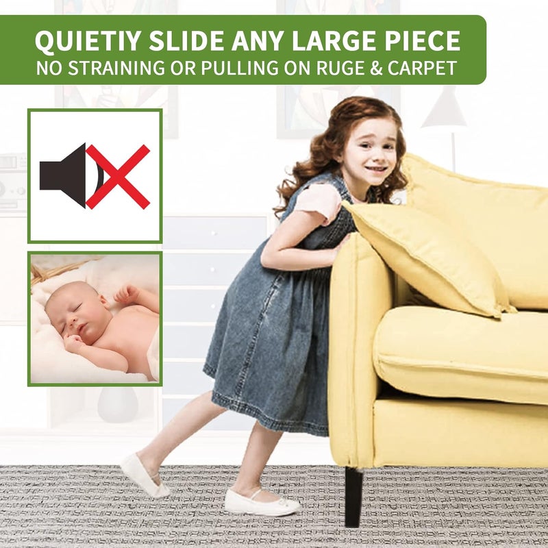 covercorner Furniture Sliders for Carpet 8 PCS - 3 1/2 inch Furniture Moving Slider Chair Legs Floors Protectors– Move Your Furniture Easy & Safely(for Carpet) - Image 5