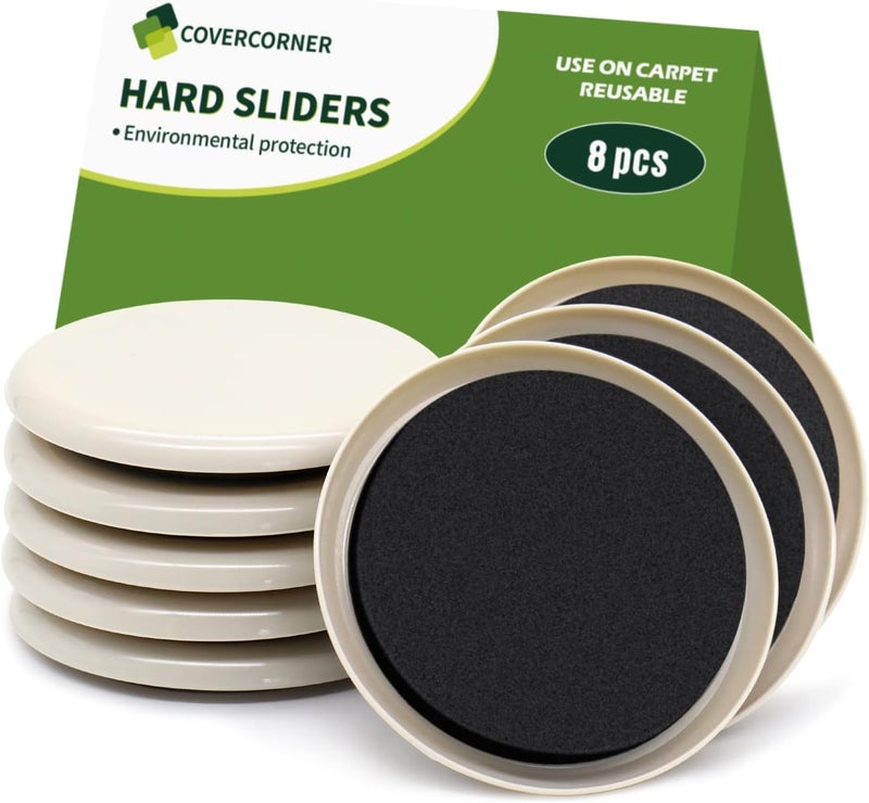 covercorner Furniture Sliders for Carpet 8 PCS - 3 1/2 inch Furniture Moving Slider Chair Legs Floors Protectors– Move Your Furniture Easy & Safely(for Carpet) - Image 1