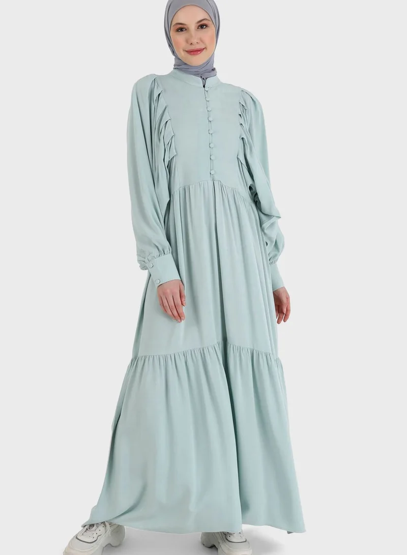 Refka by modanisa Balloon Sleeve Button Detail Dress
