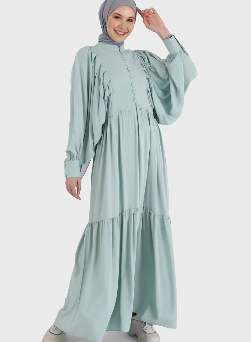 Refka by modanisa Balloon Sleeve Button Detail Dress