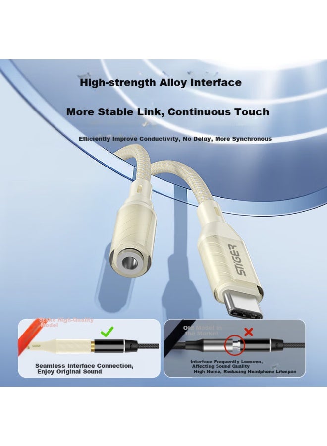 Stiger Mm To Type-c Headphone Adapter Dac Audio Cable Control Digital Decoder Usb-c Shield For Apple 15/16, Xiaomi 12/11, Huawei P60 Phones - Image 5