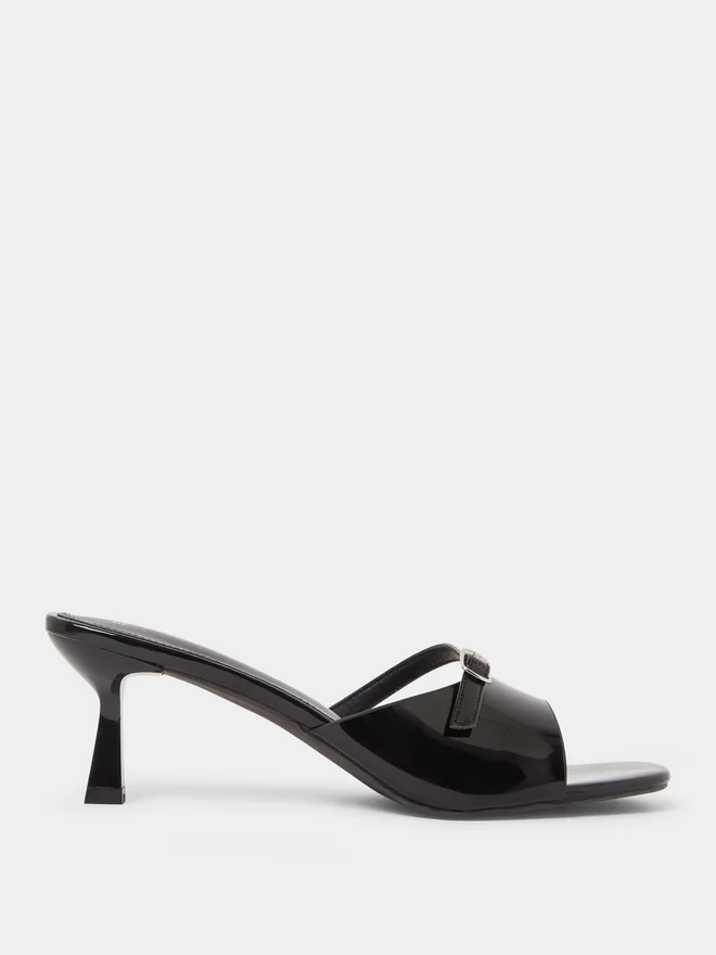 Styli Black Patent Strappy Mule