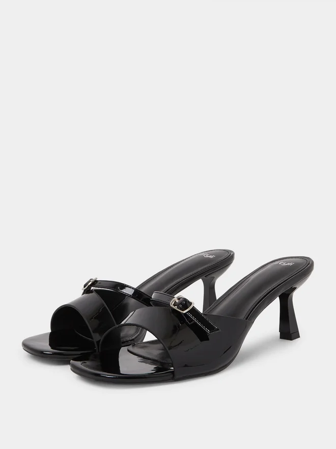 Styli black Styli Black Patent Strappy Mule for Women | Best Price UAE