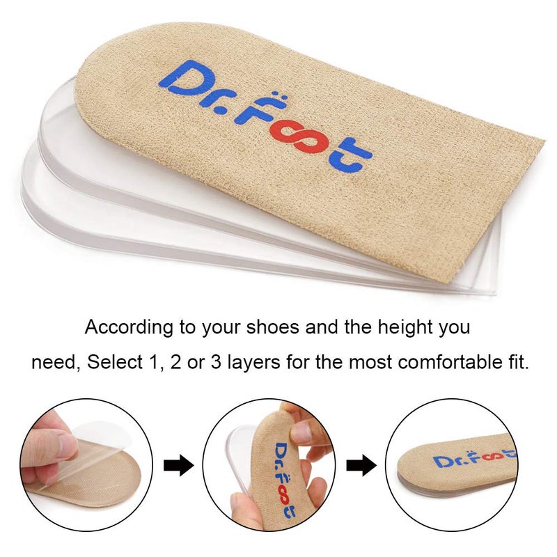 Dr.Foot أحذية د. فوت القابلة للتعديل لرفع الكعب، نعل لزيادة الارتفاع لعدم تناسق طول الساقين، نتوءات الكعب، آلام الكعب، إصابات رياضية، والتهاب وتر العرقوب (بيج، 3 طبقات) - Image 4