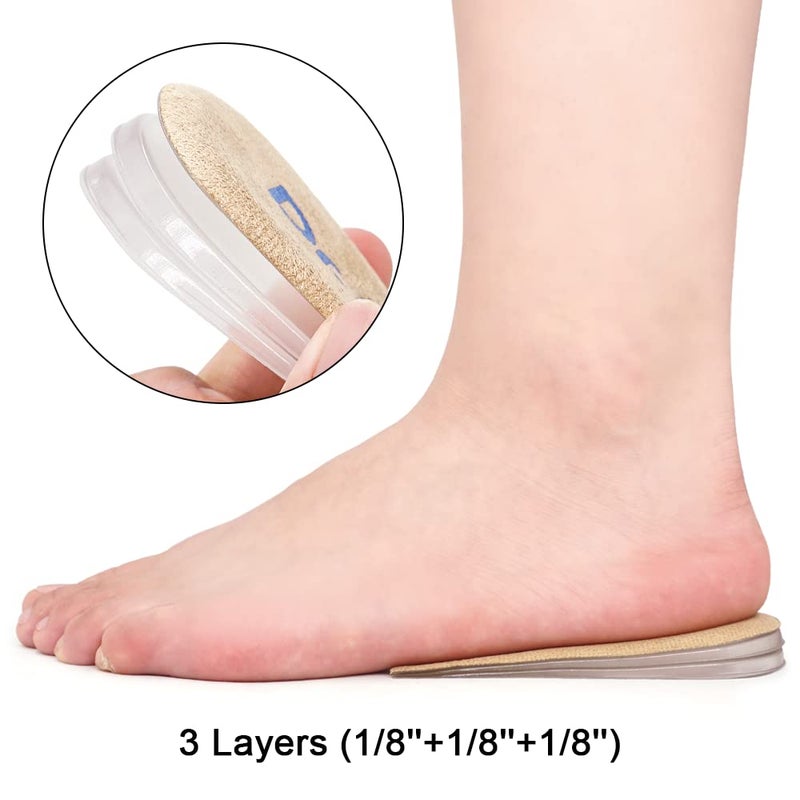 Dr.Foot أحذية د. فوت القابلة للتعديل لرفع الكعب، نعل لزيادة الارتفاع لعدم تناسق طول الساقين، نتوءات الكعب، آلام الكعب، إصابات رياضية، والتهاب وتر العرقوب (بيج، 3 طبقات) - Image 2