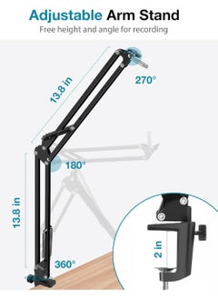 Rock Pow Boom Arm Microphone Mic Stand for Blue Yeti HyperX QuadCast SoloCast Snowball Fifine Shure SM7B and other Mic  - Image 3