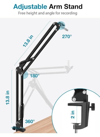 Boom Arm Microphone Mic Stand for Blue Yeti HyperX QuadCast SoloCast Snowball Fifine Shure SM7B and other Mic - view 3