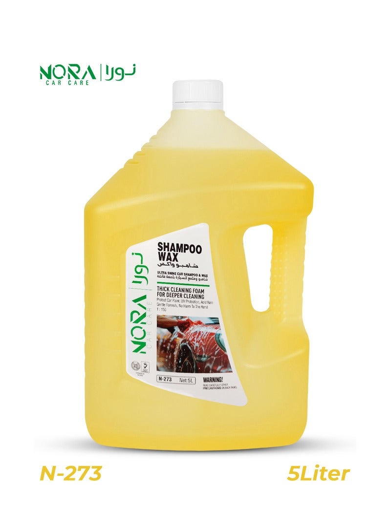 Nora Car Shampoo & Wax 5L Thick Foaming Concentrate for Car Wash High Gloss Shine pH Balanced, UV Protection, Colour Safe Formula Suitable for Bucket Wash, Foam Cannon & Machine Wash  Cleans Paint, Plastic, Tyres & Vinyl, N-273 - Image 2