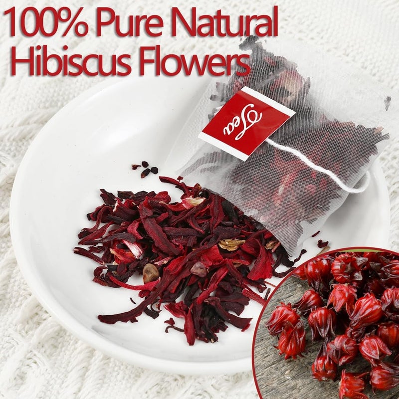 ULTHMOK Premium Hibiscus Tea Bags - 100% Pure Dried Hibiscus Flowers, 100 Tea Bags, Caffeine Free, Natural & No Additives - Image 3