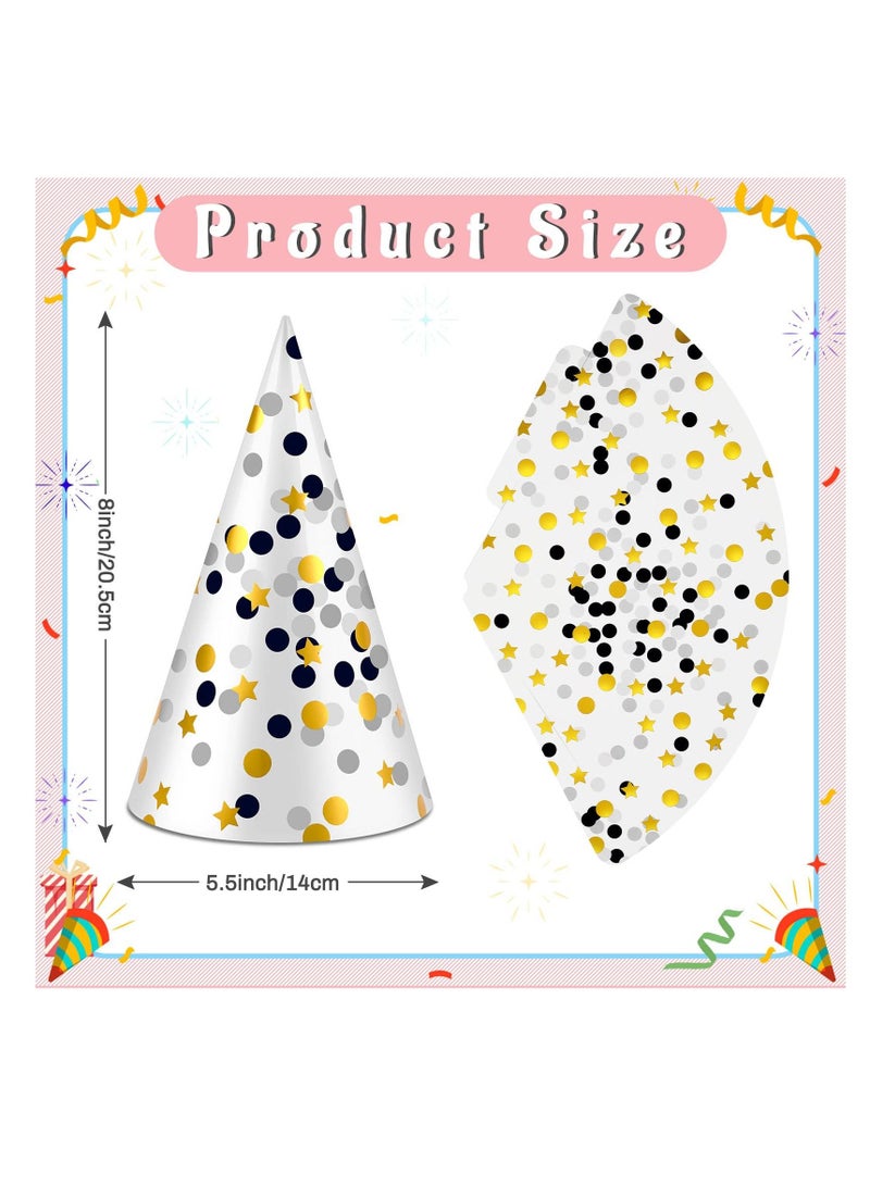 واي آند دي Birthday Party Hats 18 Pcs Assorted Paper Hat for Kids Happy Cone Art Craft Caps Decorations Supplies Funny Baby Shower Jamboree Favors Photo Props, 9 Designs - Image 2