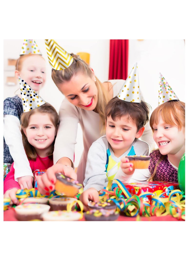 واي آند دي Birthday Party Hats 18 Pcs Assorted Paper Hat for Kids Happy Cone Art Craft Caps Decorations Supplies Funny Baby Shower Jamboree Favors Photo Props, 9 Designs - Image 5