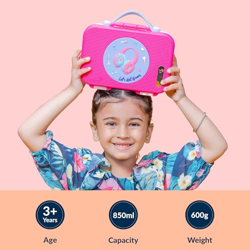 rabitat Munchbee Pro Stainless Steel Kids Lunch Box 850ml- Food-Grade Steel Bento Tiffin | 2-Year Brand Warranty | Spill-Proof Flick-Lock | 3 Compartments, BPA-Free, School-Safe | Miss Butter - Image 3