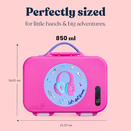 rabitat Munchbee Pro Stainless Steel Kids Lunch Box 850ml- Food-Grade Steel Bento Tiffin | 2-Year Brand Warranty | Spill-Proof Flick-Lock | 3 Compartments, BPA-Free, School-Safe | Miss Butter - Image 4