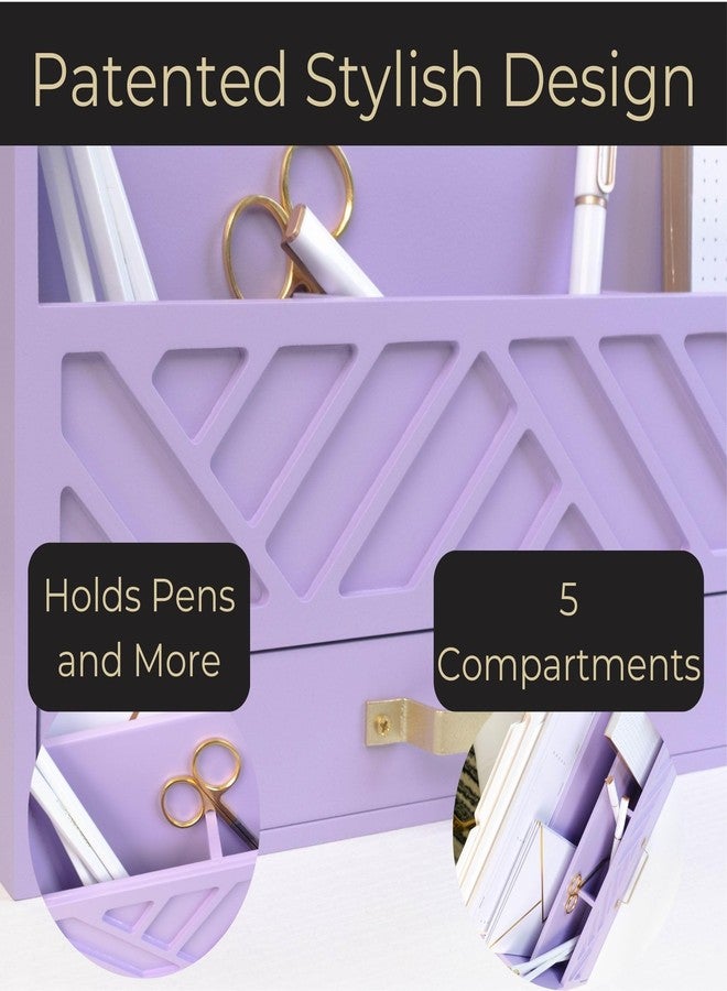 BLU MONACO Mail Organizer Countertop Kitchen - Purple Wood Desk Storage with Drawer - Mail Sorter or Bill Holder for Desk - Farmhouse Accessories & Mail Basket for Counter - Image 5