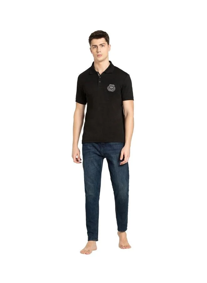Jockey Black 3911 Men Super Combed Cotton Rich Solid Half Sleeve Polo T Shirt for Men | Best Price UAE