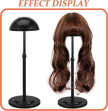minkissy Wig Holder Display Stand 1022inch Easy Assembly Plastic Wig Hanger Folding Stand Holder for Wig Toupee Hat Display Black - Image 5
