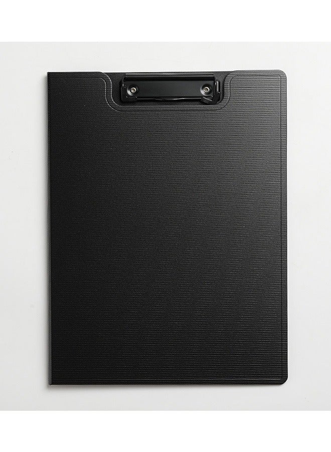 2-In-1 A4 Plastic Clipboard File Cover Folder Black - Image 1