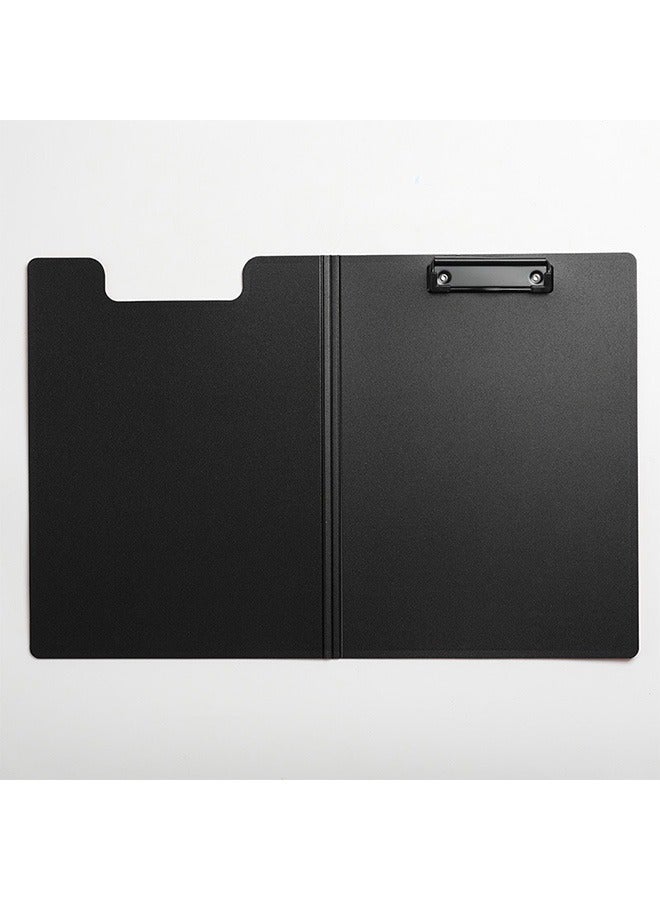 2-In-1 A4 Plastic Clipboard File Cover Folder Black - Image 2