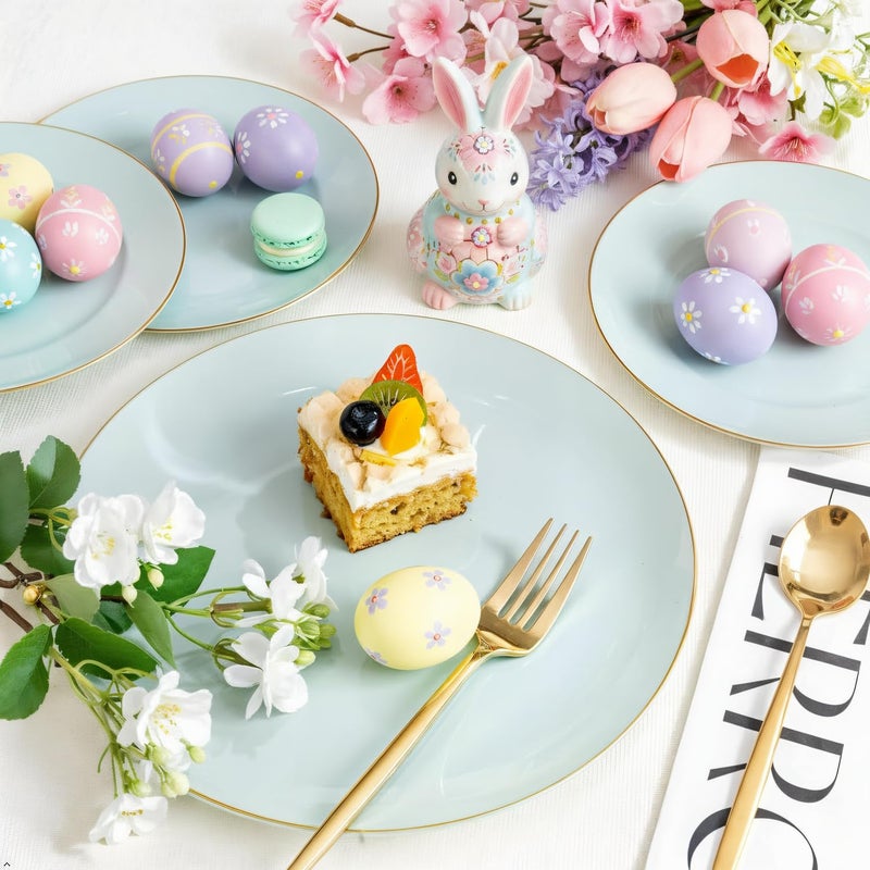 PULOTE 100PCS Sage Green Plastic Plates - Disposable Sage Green Include 50 Dinner / 50 Dessert Plates for Party, Wedding&Easter - Image 3