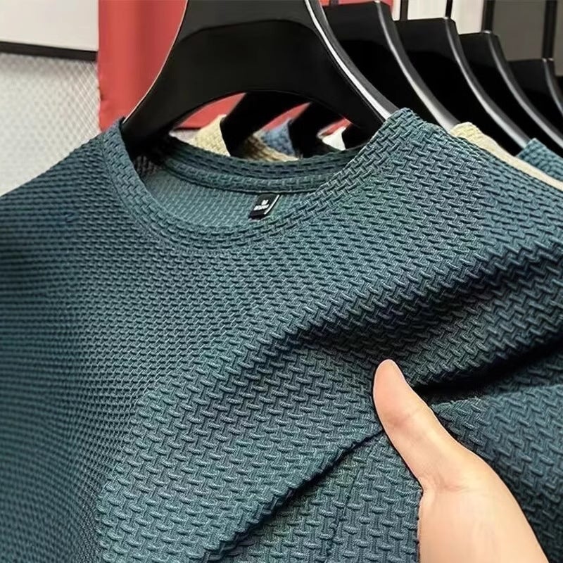 Summer Breathable Mesh Bamboo Short Sleeve T-Shirt Men'S Crewneck Half Sleeve T-Shirt High-End Thin Men'S Wear - Image 5