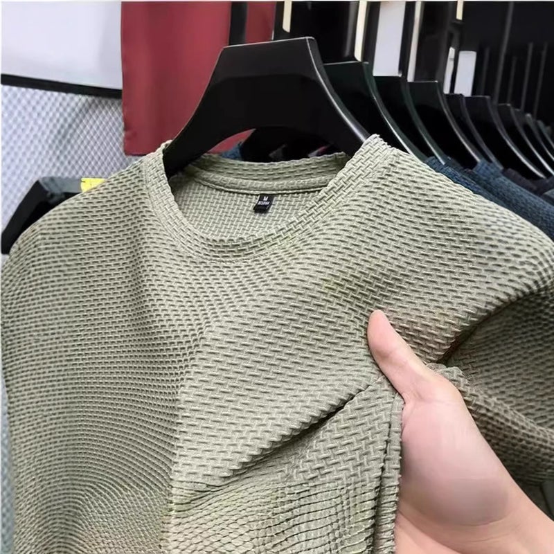 Summer Breathable Mesh Bamboo Short Sleeve T-Shirt Men'S Crewneck Half Sleeve T-Shirt High-End Thin Men'S Wear - Image 4
