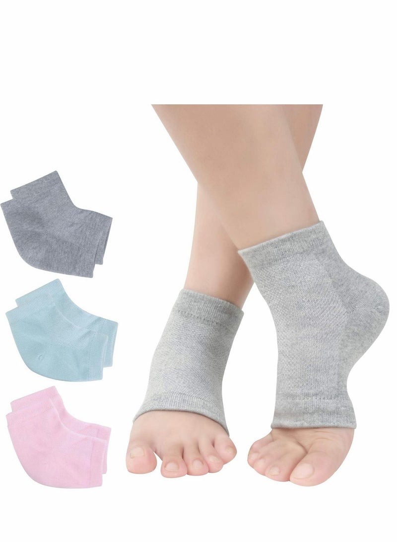 Excefore Moisturizing Heel Gel Socks, Heal Dry Cracked Dead Skin Foot Care Softener Pedicure Spa Set, 3 Pairs - Image 1