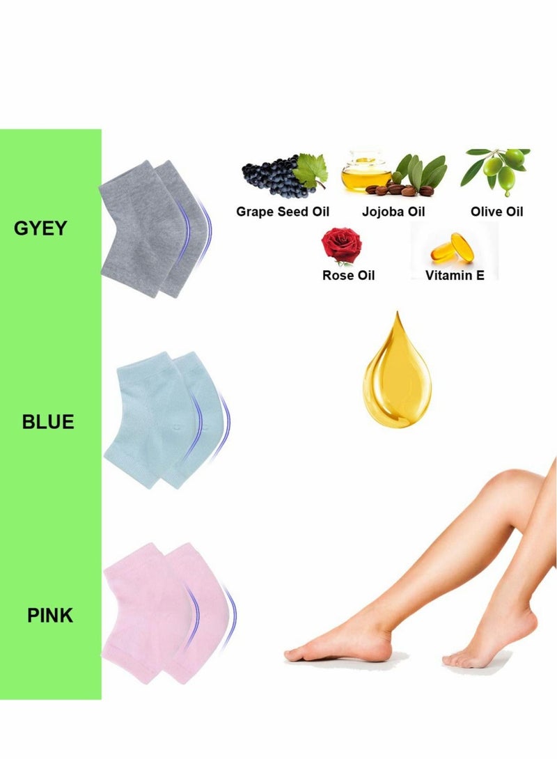 Excefore Moisturizing Heel Gel Socks, Heal Dry Cracked Dead Skin Foot Care Softener Pedicure Spa Set, 3 Pairs - Image 3