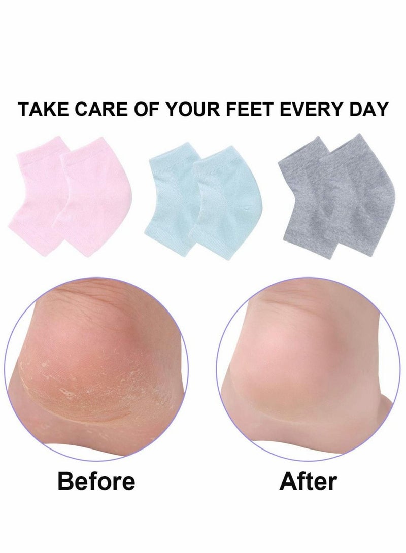 Excefore Moisturizing Heel Gel Socks, Heal Dry Cracked Dead Skin Foot Care Softener Pedicure Spa Set, 3 Pairs - Image 4