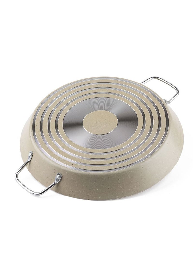 Aluminum Fry Pan 38cm With Lid  Beige