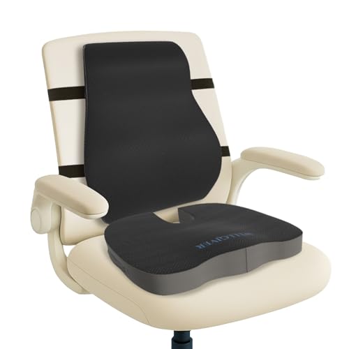 WELLGIVER Gel Memory Foam Coccyx Seat Cushion for Tailbone & Back Pain Relief–Orthopedic Chair Pad for Office, Car, Home U-Shaped Comfort Seat Support for Sciatica, Lower Back Pain | 18 x 15 x 3 Inch - Image 1