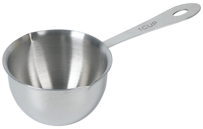 1 CUP STAINLESS STEEL MEASURING CUP 3 TYPES OF MEASUREMENT MARKS TWO SIDE SPOUTS DISHWASHER SAFE COMPATIBLE WITH ALL COOKTOPS