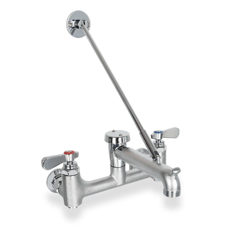 Phivan Commercial Mop Sink Faucet with Vacuum Breaker, Wall Mount Service Sink Faucet, 8 Inch Adjustable Center, Pail Hook, Heavy-Duty Brass Utility Sink Faucet for Restaurant/Garage/Industrial - Image 1